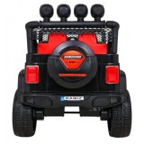 JOKO Elektrické autičko Jeep Raptor 4x4, penové kolesá, USB, FM rádio, kožené sedadlo, čierne s červenými kolesami
