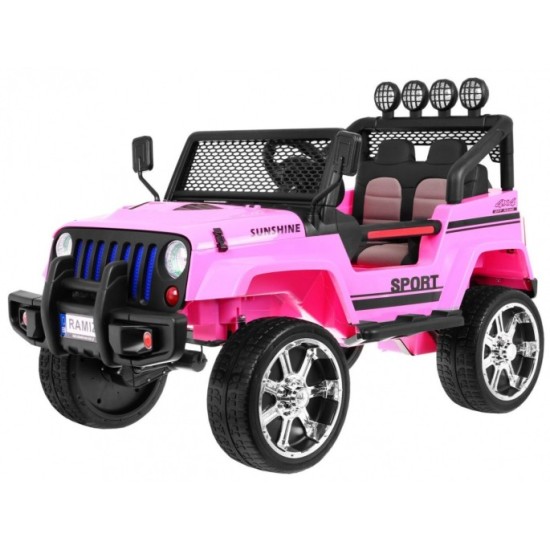 JOKO Elektrické Autičko Jeep Raptor 4x4, penové kolesá, USB, kožené sedadlo, ružové