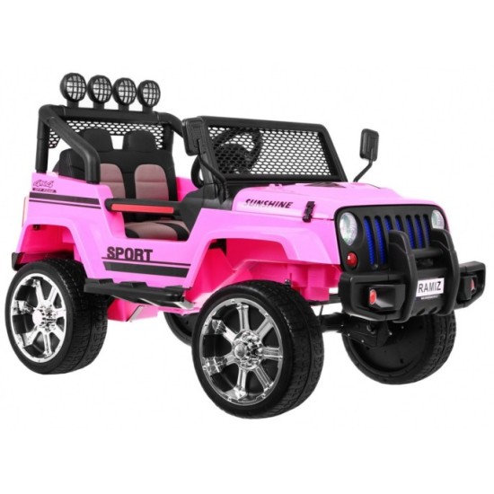 JOKO Elektrické Autičko Jeep Raptor 4x4, penové kolesá, USB, kožené sedadlo, ružové
