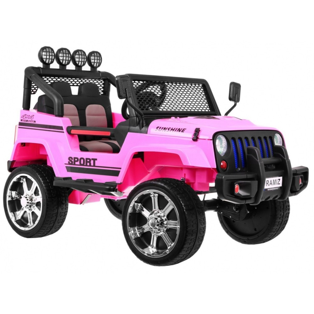 JOKO Elektrické Autičko Jeep Raptor 4x4, penové kolesá, USB, kožené sedadlo, ružové