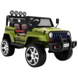 JOKO Elektrické autičko Jeep Raptor 4x4, penové kolesá, USB, FM rádio, kožené sedadlo, zelené
