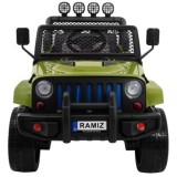 JOKO Elektrické autičko Jeep Raptor 4x4, penové kolesá, USB, FM rádio, kožené sedadlo, zelené