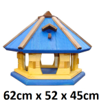 MKSTOR Drevené kŕmitko pre vtáky 62cmx52x45cm, vtáčia búdka, modrá