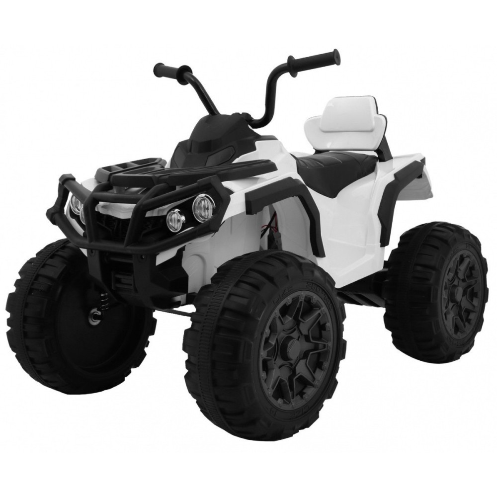 JOKO Elektrická štvorkolka ATV s diaľkovým ovládaním, penové kolesá, kožené sedadlo, biela