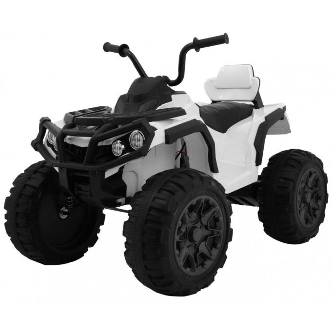 JOKO Elektrická štvorkolka ATV s diaľkovým ovládaním, penové kolesá, kožené sedadlo, biela