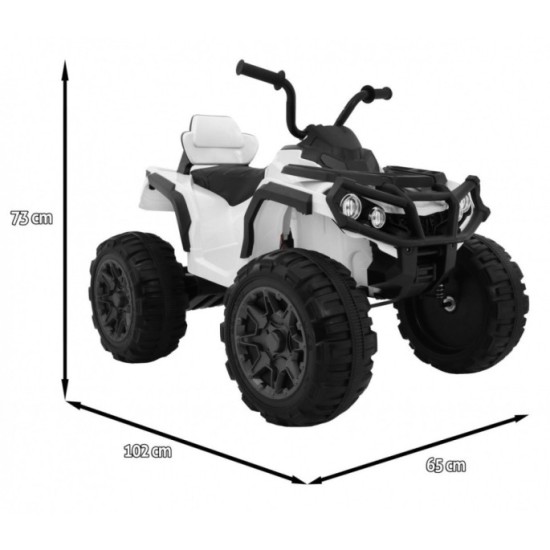JOKO Elektrická štvorkolka ATV s diaľkovým ovládaním, penové kolesá, kožené sedadlo, biela