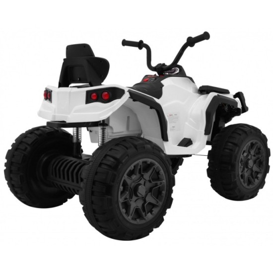 JOKO Elektrická štvorkolka ATV s diaľkovým ovládaním, penové kolesá, kožené sedadlo, biela