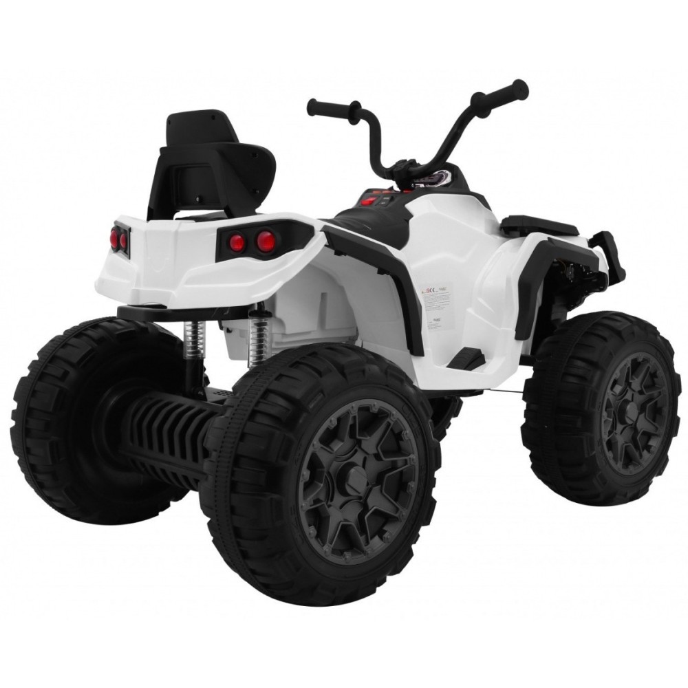 JOKO Elektrická štvorkolka ATV s diaľkovým ovládaním, penové kolesá, kožené sedadlo, biela