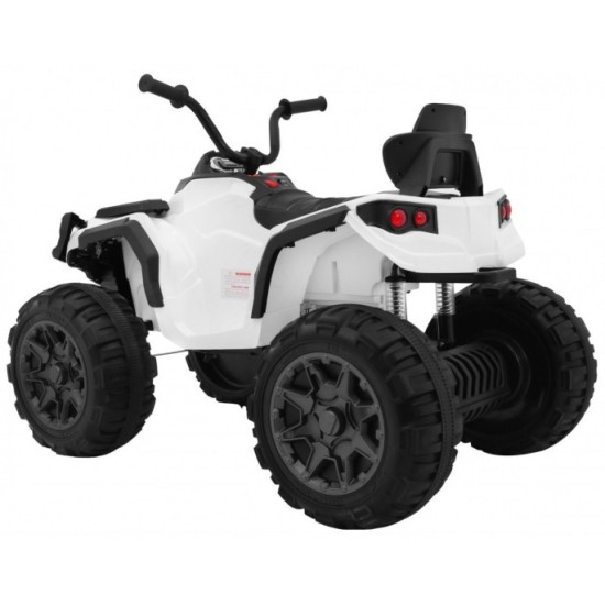 JOKO Elektrická štvorkolka ATV s diaľkovým ovládaním, penové kolesá, kožené sedadlo, biela