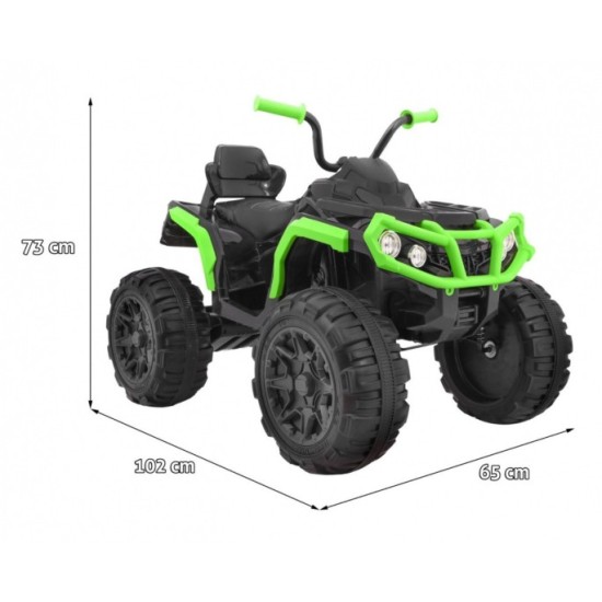 JOKO Elektrická štvorkolka ATV s diaľkovým ovládaním, penové kolesá, kožené sedadlo, čierno-zelená