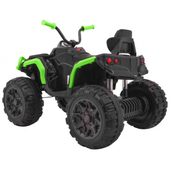 JOKO Elektrická štvorkolka ATV s diaľkovým ovládaním, penové kolesá, kožené sedadlo, čierno-zelená