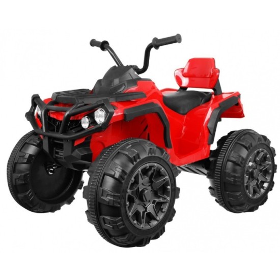 JOKO Elektrická štvorkolka ATV s diaľkovým ovládaním, penové kolesá, kožené sedadlo, červená
