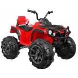 JOKO Elektrická štvorkolka ATV s diaľkovým ovládaním, penové kolesá, kožené sedadlo, červená