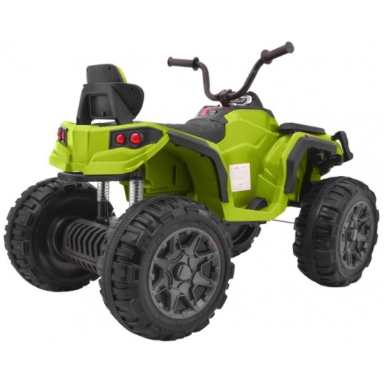 JOKO Elektrická štvorkolka ATV s diaľkovým ovládaním, penové kolesá, kožené sedadlo, zelená