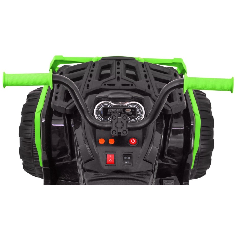 Joko Elektrická štvorkolka ATV 2x45W, Kožené sedadlo, Penové Odpružené kolesá, Rádio, USB, čierno-zelená
