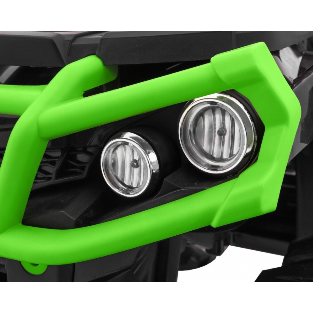 Joko Elektrická štvorkolka ATV 2x45W, Kožené sedadlo, Penové Odpružené kolesá, Rádio, USB, čierno-zelená