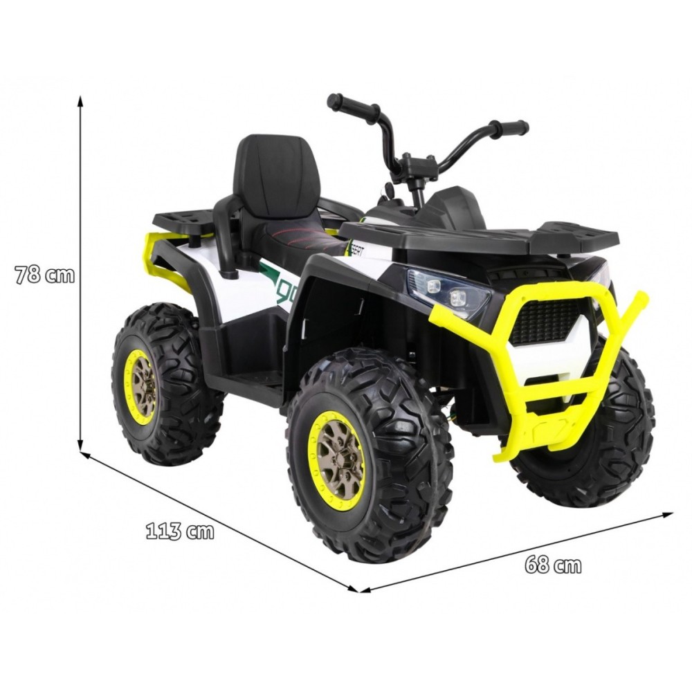 JOKO Elektrická štvorkolka 4x4 ATV Desert, penové kolesá, kožené sedadlo, biela