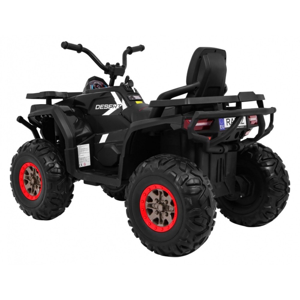 JOKO Elektrická štvorkolka 4x4 ATV Desert, penové kolesá, kožené sedadlo, čierna