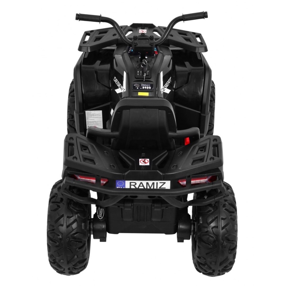 JOKO Elektrická štvorkolka 4x4 ATV Desert, penové kolesá, kožené sedadlo, čierna