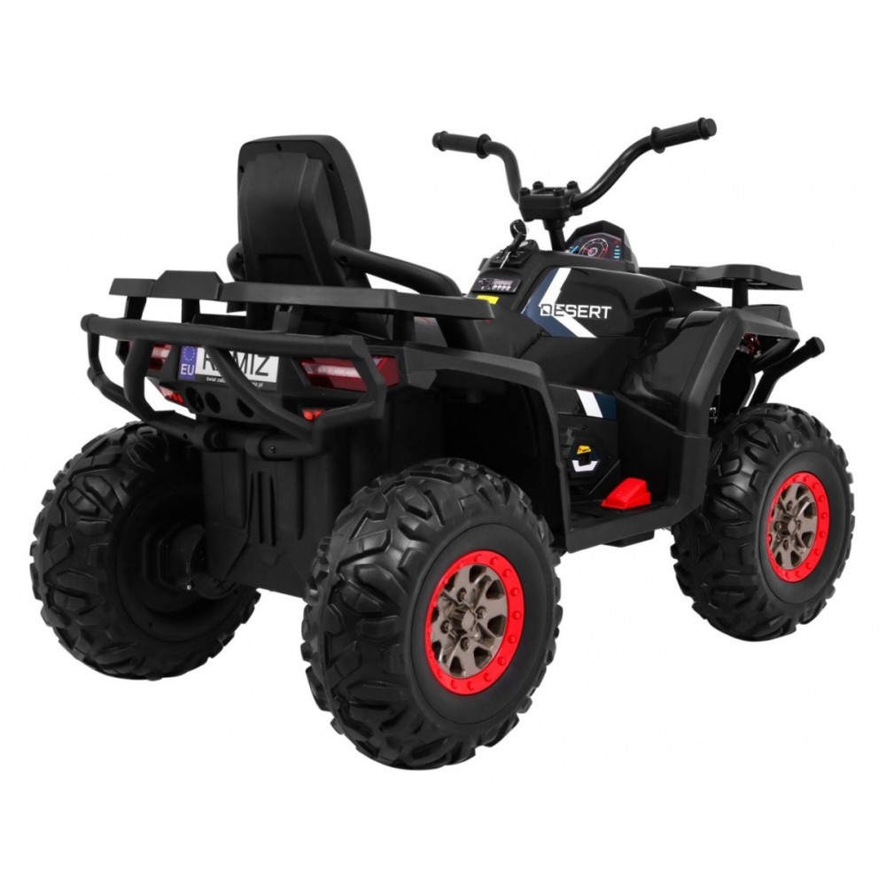 JOKO Elektrická štvorkolka 4x4 ATV Desert, penové kolesá, kožené sedadlo, čierna