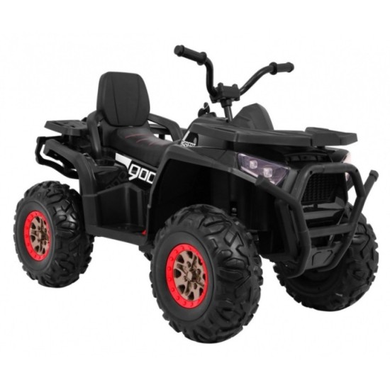 JOKO Elektrická štvorkolka 4x4 ATV Desert, penové kolesá, kožené sedadlo, čierna