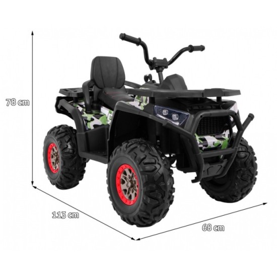 JOKO Elektrická štvorkolka 4x4 ATV Desert, penové kolesá, kožené sedadlo, maskáčová