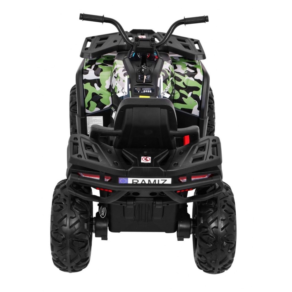 JOKO Elektrická štvorkolka 4x4 ATV Desert, penové kolesá, kožené sedadlo, maskáčová