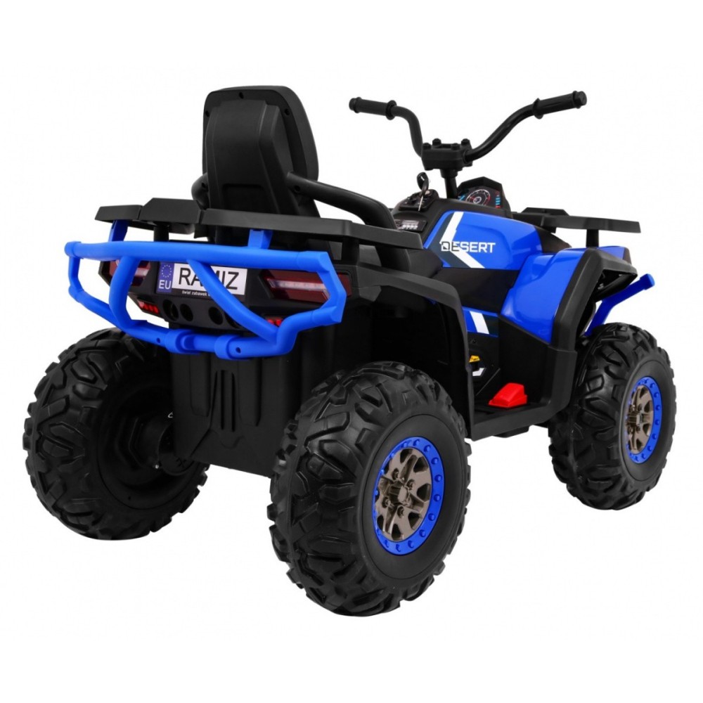 JOKO Elektrická štvorkolka 4x4 ATV Desert, penové kolesá, kožené sedadlo, modrá