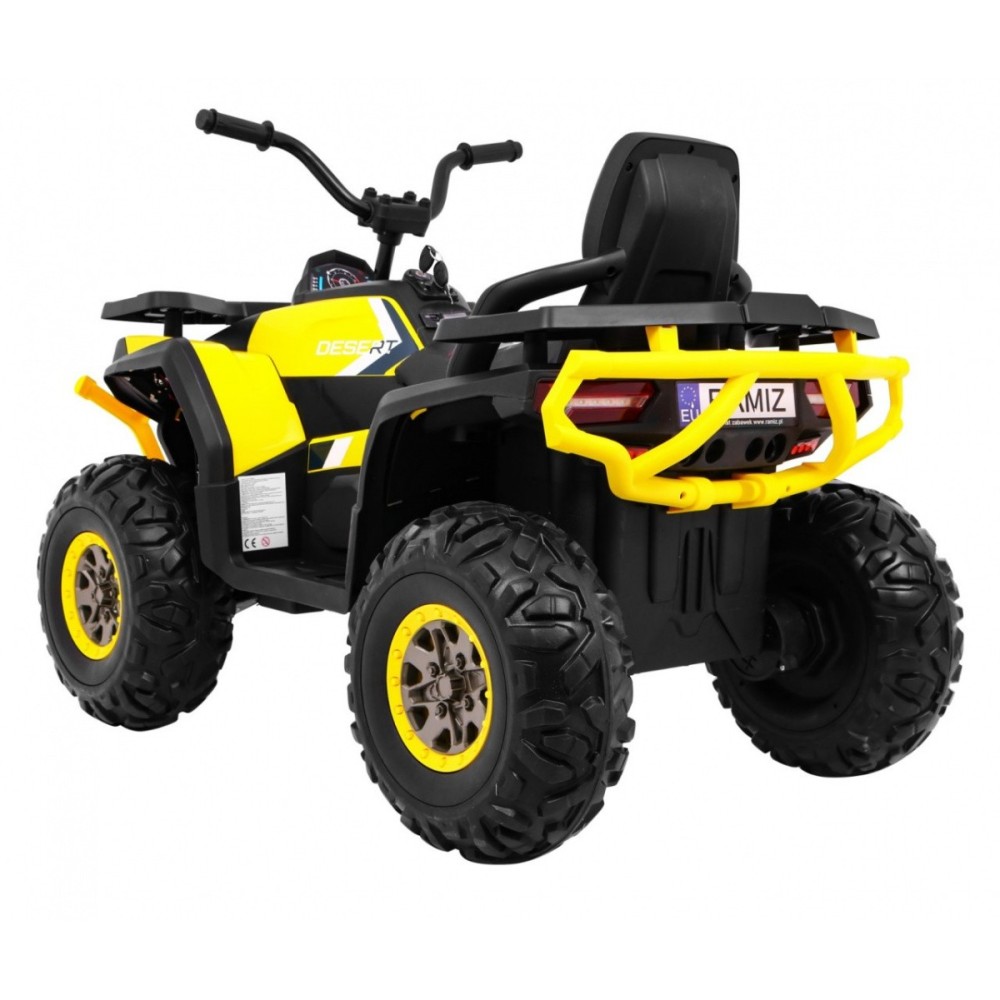 JOKO Elektrická štvorkolka 4x4 ATV Desert, penové kolesá, kožené sedadlo, žltá