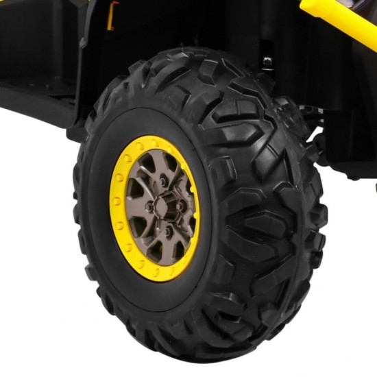 JOKO Elektrická štvorkolka 4x4 ATV Desert, penové kolesá, kožené sedadlo, žltá