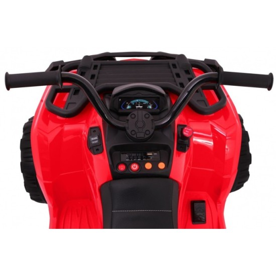 Joko, Veľká Elektrická štvorkolka 4x4 XL ATV, kožené sedadlo, penové kolesá, rádio, USB, červená