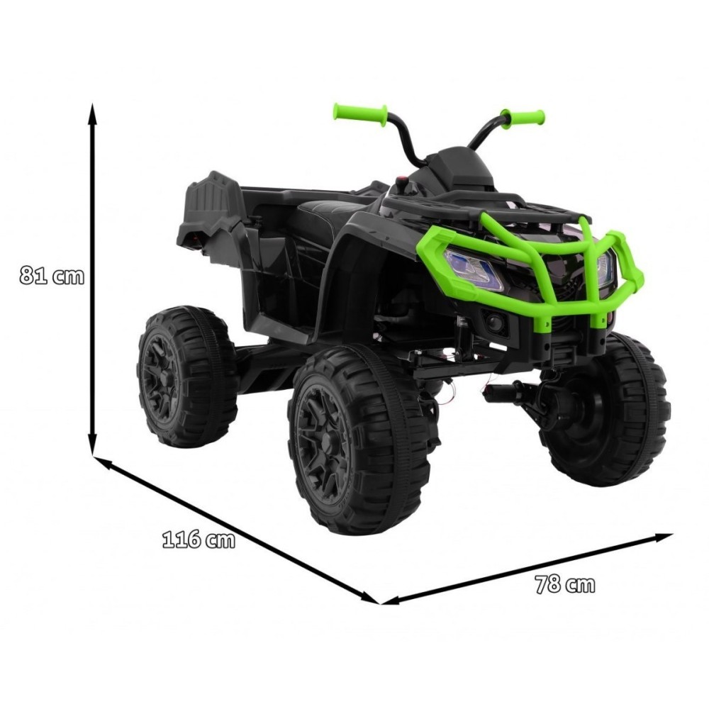 JOKO Veľká Elektrická štvorkolka 4x4 XL ATV s Diaľkovým ovládaním, kožené sedadlo, penové kolesá, rádio, USB, čierna