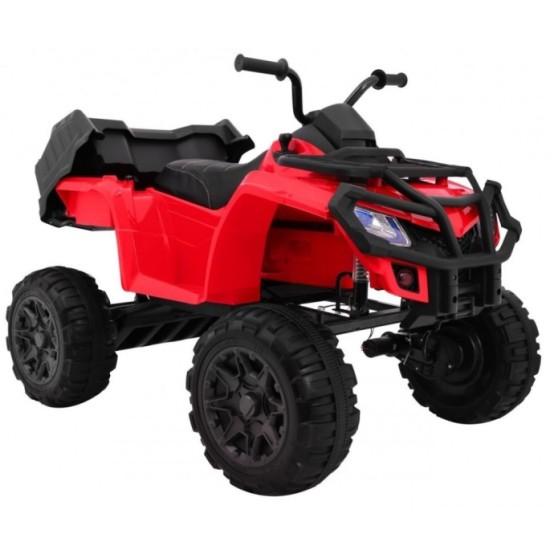JOKO Veľká Elektrická štvorkolka 4x4 XL ATV s Diaľkovým ovládaním, kožené sedadlo, penové kolesá, rádio, USB, červená