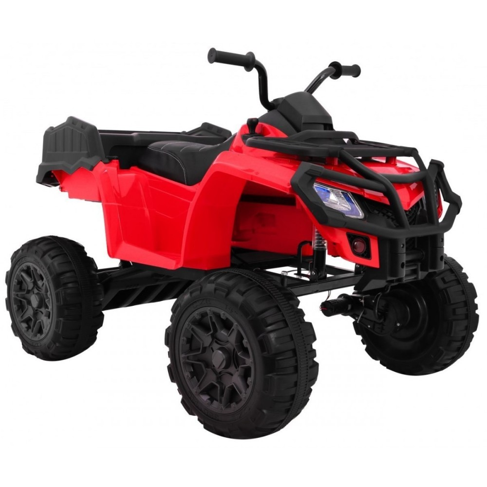 JOKO Veľká Elektrická štvorkolka 4x4 XL ATV s Diaľkovým ovládaním, kožené sedadlo, penové kolesá, rádio, USB, červená
