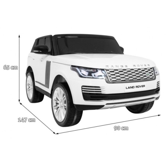 JOKO Elektrické autíčko Range Rover 4x4 HSE, Dvojmiestne, Penové kolesá, kožené sedadlo, FM rádio, nosnosť 50kg, odpružené, biel