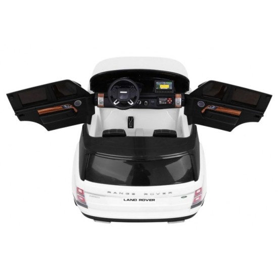 JOKO Elektrické autíčko Range Rover 4x4 HSE, Dvojmiestne, Penové kolesá, kožené sedadlo, FM rádio, nosnosť 50kg, odpružené, biel