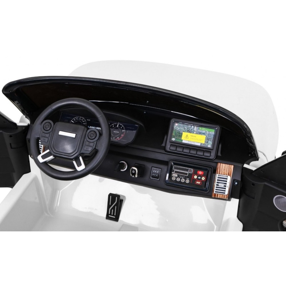 JOKO Elektrické autíčko Range Rover 4x4 HSE, Dvojmiestne, Penové kolesá, kožené sedadlo, FM rádio, nosnosť 50kg, odpružené, biel