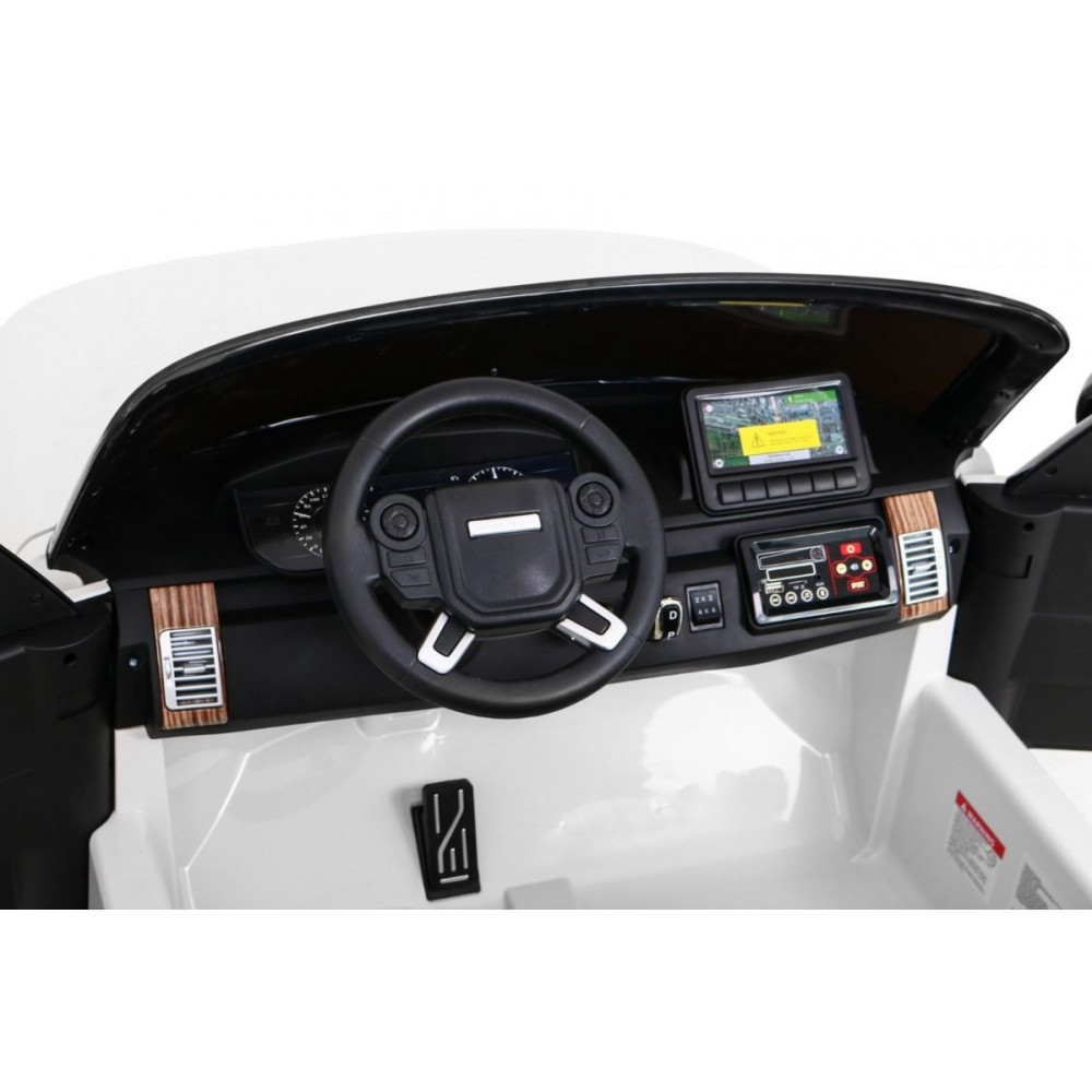 JOKO Elektrické autíčko Range Rover 4x4 HSE, Dvojmiestne, Penové kolesá, kožené sedadlo, FM rádio, nosnosť 50kg, odpružené, biel