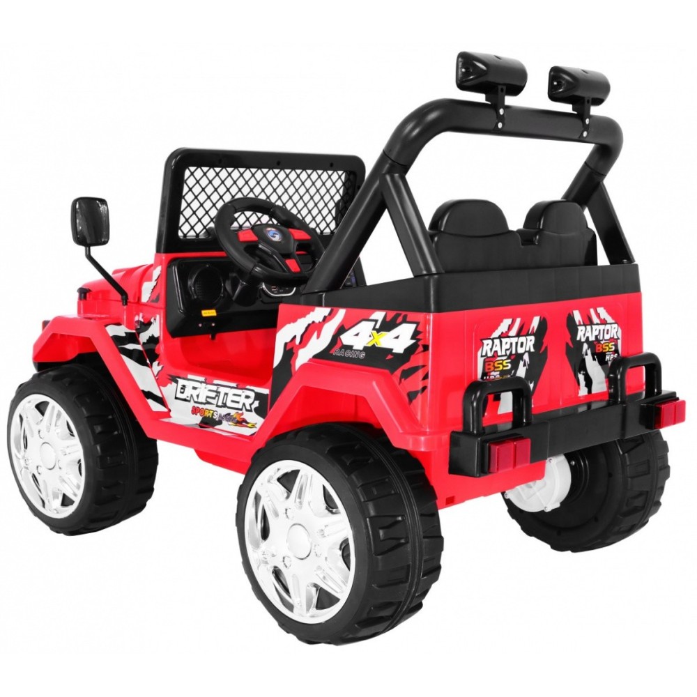 JOKO Elektrické autíčko JEEP Raptor, diaľkové ovládanie, penové kolesá, USB, 2x45W, červené