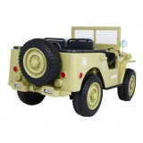 JOKO Elektrické autíčko Retro Vojenský Jeep 4x4, 3 miestny, 4x90W, 24V, kožené sedadlo, penové kolesá, nosnosť 60kg, béžové