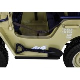JOKO Elektrické autíčko Retro Vojenský Jeep 4x4, 3 miestny, 4x90W, 24V, kožené sedadlo, penové kolesá, nosnosť 60kg, béžové
