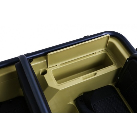 JOKO Elektrické autíčko Retro Vojenský Jeep 4x4, 3 miestny, 4x90W, 24V, kožené sedadlo, penové kolesá, nosnosť 60kg, béžové