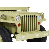 JOKO Elektrické autíčko Retro Vojenský Jeep 4x4, 3 miestny, 4x90W, 24V, kožené sedadlo, penové kolesá, nosnosť 60kg, béžové