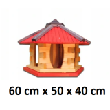 MKSTOR Drevené kŕmitko pre vtáky 60cmx50x40cm, vtáčia búdka so zásobníkom jedla, červená