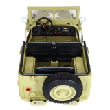 JOKO Elektrické autíčko Retro Vojenský Jeep 4x4, 3 miestny, nosnosť 60kg, kožené sedadlo, penové kolesá, béžové