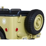 JOKO Elektrické autíčko Retro Vojenský Jeep 4x4, 3 miestny, nosnosť 60kg, kožené sedadlo, penové kolesá, béžové