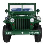 JOKO Elektrické autíčko Retro Vojenský Jeep 4x4, 3 miestny, nosnosť 60kg, kožené sedadlo, penové kolesá, zelené
