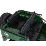 JOKO Elektrické autíčko Retro Vojenský Jeep 4x4, 3 miestny, nosnosť 60kg, kožené sedadlo, penové kolesá, zelené