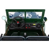 JOKO Elektrické autíčko Retro Vojenský Jeep 4x4, 3 miestny, nosnosť 60kg, kožené sedadlo, penové kolesá, zelené