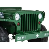 JOKO Elektrické autíčko Retro Vojenský Jeep 4x4, 3 miestny, nosnosť 60kg, kožené sedadlo, penové kolesá, zelené